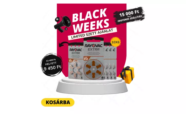 Power Pack Elem Akció Black Weeks Edition / Rayovac Prémium 312 cink-levegő hallókészülék elem