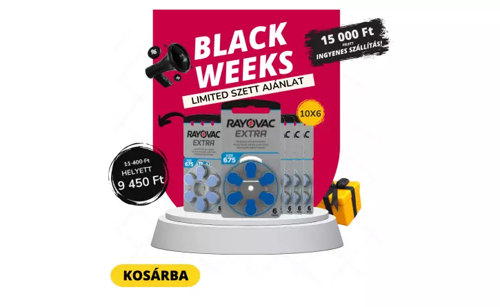 Power Pack Elem Akció Black Weeks Edition / Rayovac Prémium 675 cink-levegő hallókészülék elem