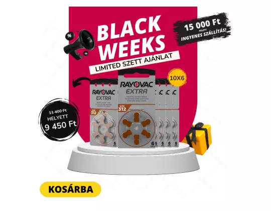 Power Pack Elem Akció Black Weeks Edition / Rayovac Prémium 312 cink-levegő hallókészülék elem