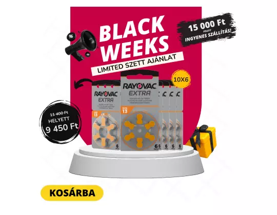 Power Pack Elem Akció Black Weeks Edition /  Rayovac Prémium 13 cink-levegő hallókészülék elem