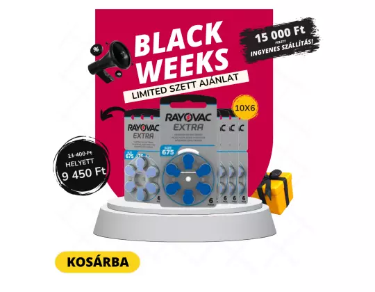 Power Pack Elem Akció Black Weeks Edition / Rayovac Prémium 675 cink-levegő hallókészülék elem